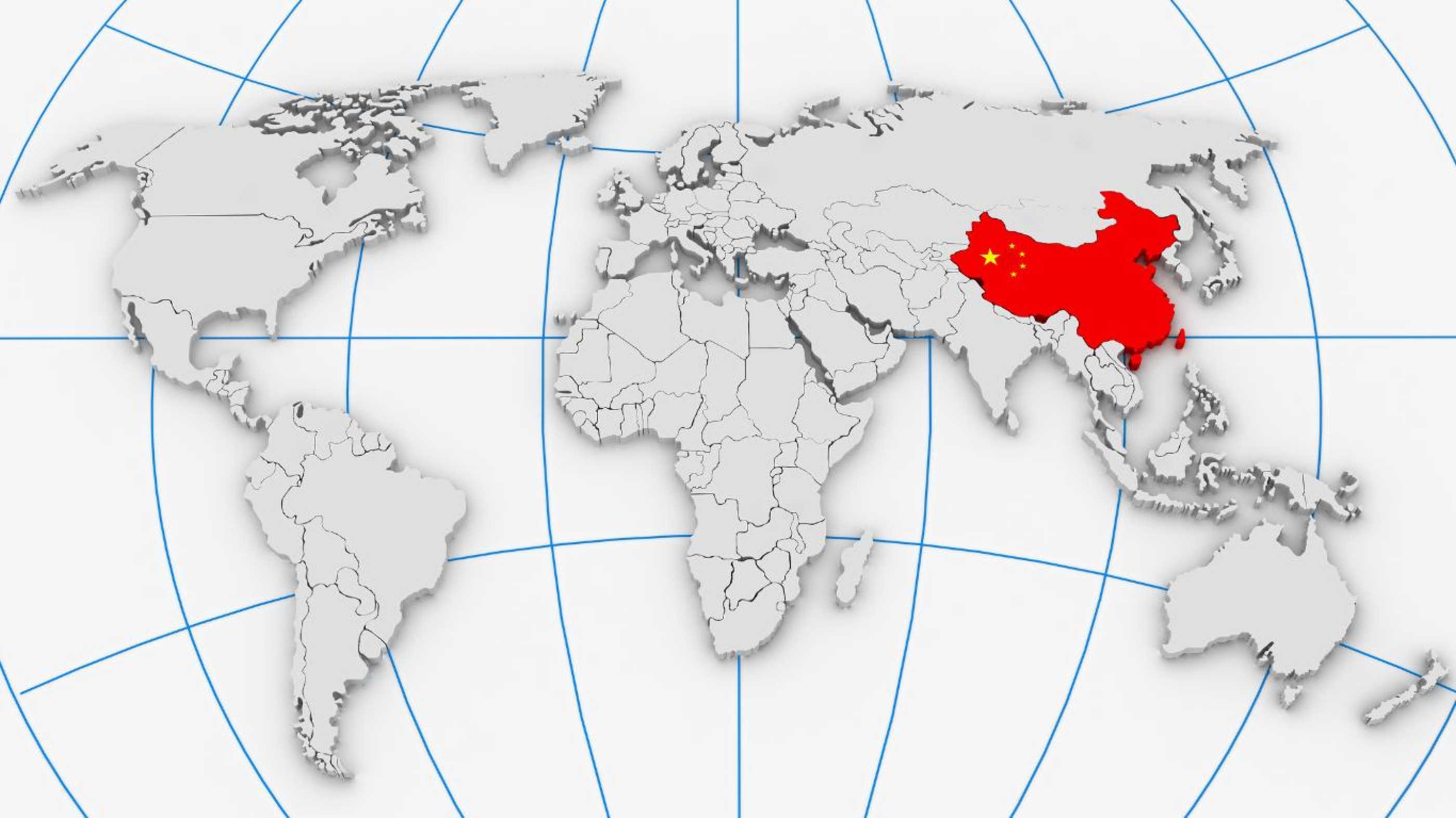 Map of the world highlighting China