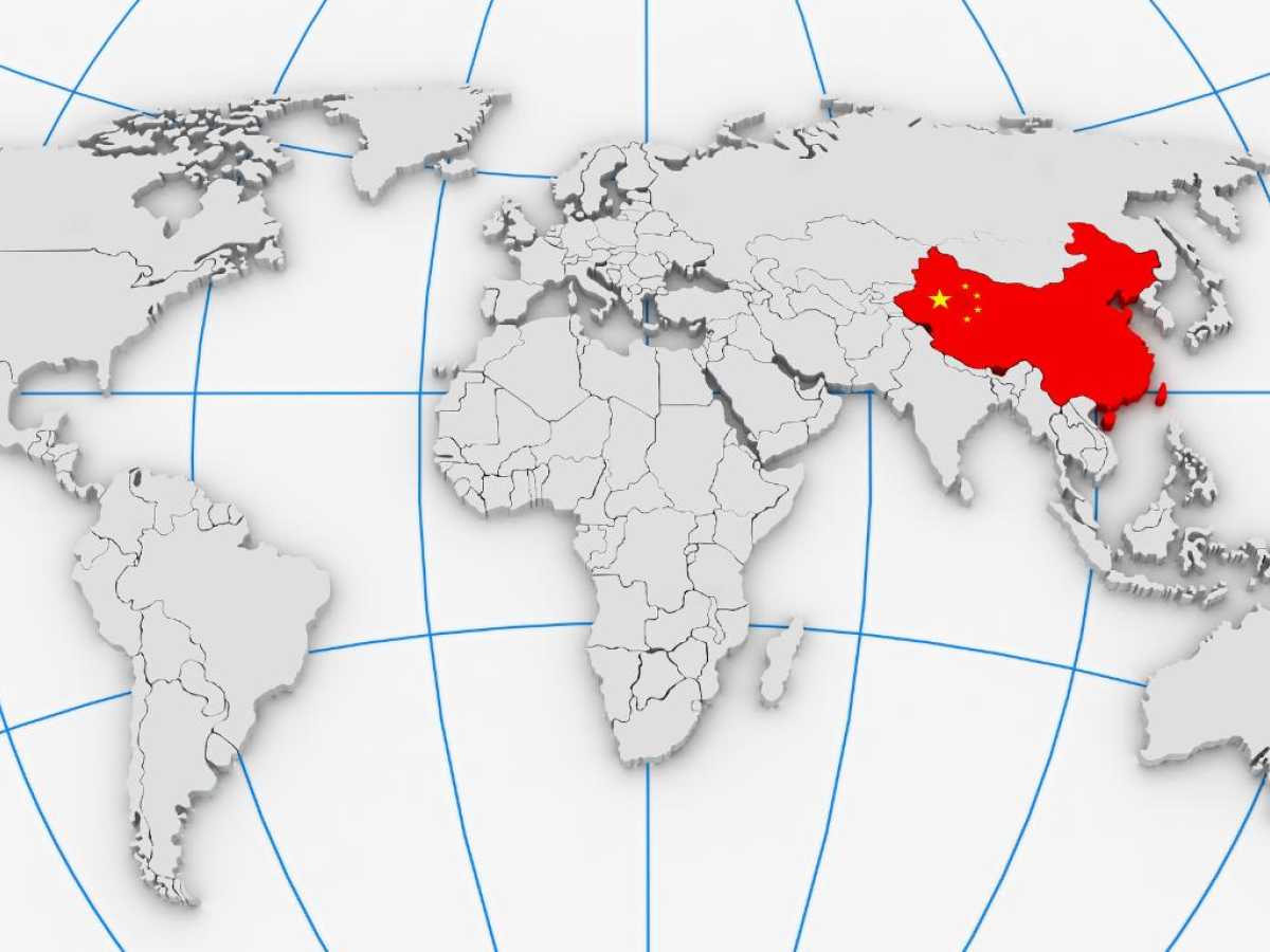 Map of the world highlighting China